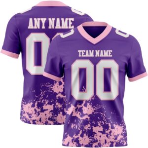 Custom Purple White-Light Pink 3D Pattern Splash Authentic Football Jersey