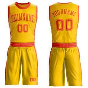 Custom Gold Orange Round Neck Suit Basketball Jersey