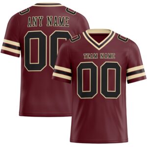 Custom Burgundy Black-City Cream Authentic Football Jersey