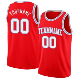 Custom Fire Red White-Light Blue Authentic Basketball Jersey