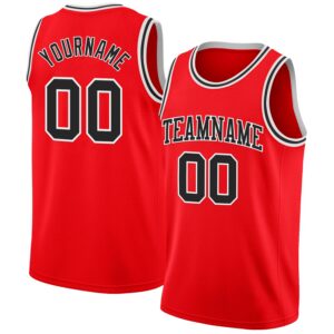 Custom Fire Red Black-White Authentic Basketball Jersey