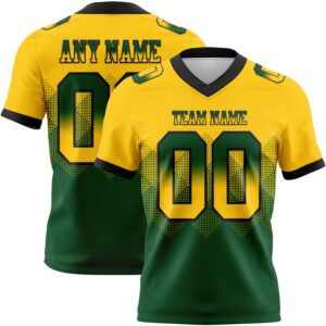 Custom Yellow Green-Black Authentic Gradient Square Shape Flag Football Jersey